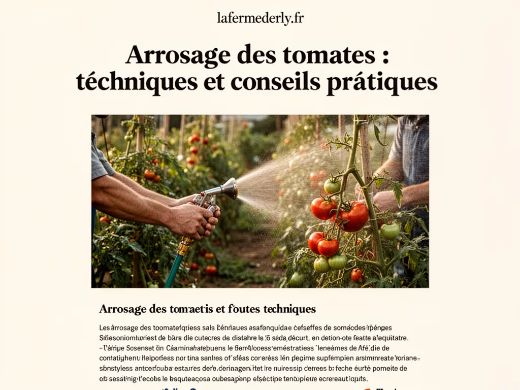Tomates arrosées dans un potager en pleine croissance